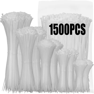 Produktbild von Kabelbinder Weiß Set 1500 Stück UV Beständig Nylon 100/150/200/300 mm Selbsthemmend