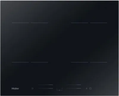 A top-down view of a black induction cooktop.