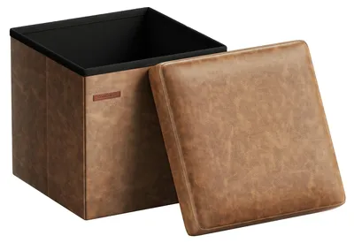 Image de Pouf de rangement LSF010K01, 38 x 38 x 38 cm, marron - A