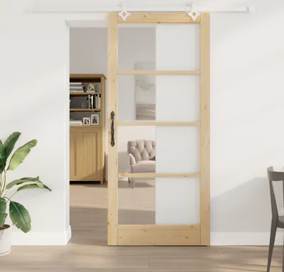 Produktbild von Desgin Schiebetür mit Zubehör-Set 93x211 cm Massivholz Kiefer - Haustüren 3332261