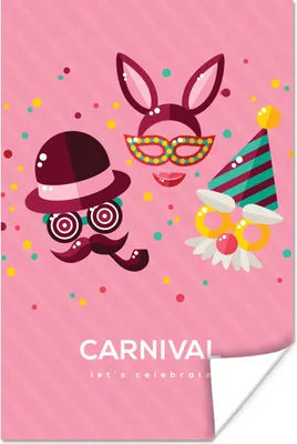 Produktbild von MuchoWow® Poster "Karneval" mit Masken 60x90 cm - Wanddekoration