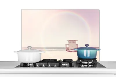 Obrázok produktu pre MuchoWow® Kuchynský splashback - kuchynský backsplash - ochrana steny pre sporák a drez - plážová chata 80x55 - alu dibond (alternatíva k sklenenému splashbacku) - tepelne odolný - splashback pre sporák - ochrana dlaždíc - odolný voči teplote - kryt sporáka - ochrana steny pre sporák a drez