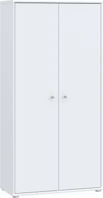 A white two-door cabinet or cupboard.