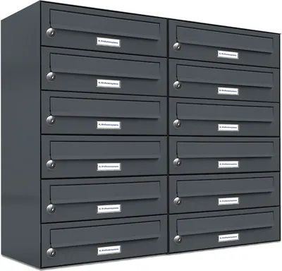 Produktbild von 12er Briefkasten Anthrazit Anlage 12 Fach Wandbriefkasten Postkasten