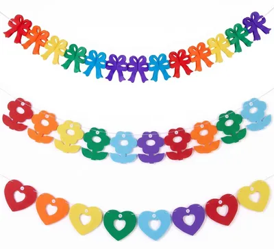 3er-Set bunte Papiergirlanden für den ersten Schultag