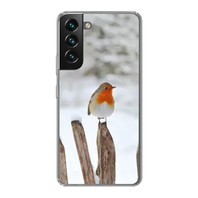 Produktbild von MuchoWow® Handyhülle Schutzhülle Hülle für Samsung Galaxy S22 Vogel - Zaun - Schnee Silikon Softcase Handy Hülle - Mobiltelefonhülle
