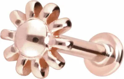 Produktbild von Ohrpiercing, Nasenpiercing 14 Karat Gold Labret mit Innengewinde BLUME 14 Karat | RoséGold Stablänge: 5mm - Stabstärke: 1mm