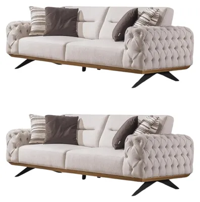 Produktbild von Sofa Set Cuba Farbe Beige Stellvariante 2+2 mit Relax-/Bettfunktion durch verstellbare Rückenlehne