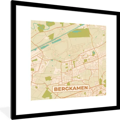 Produktbild von MuchoWow® Gerahmtes Poster Bergkamen - Jahrgang - Karte - Stadtplan 40x40 cm - Poster mit Schwarzem Bilderrahmen Wandposter Rahmen Foto Bilder - Poster - Plakat im Rahmen