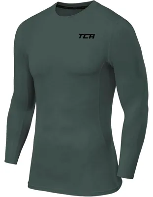 Imagen del producto de Camiseta deportiva de compresión térmica para hombre, color verde, talla M