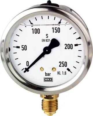 Produktbild von Riegler Glyzerinmanometer, CrNi-Stahl, G 1/2 unten, 0 - 1,6 bar, Ø 100