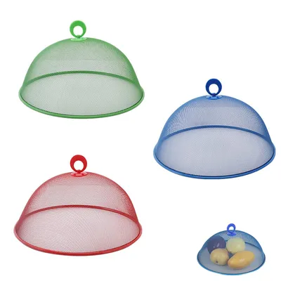 Produktbild von Metall Speiseabdeckungen – 3er-Set runde Lebensmittelhauben aus Edelstahl, Insektenschutz für draußen, Ø24×13 cm