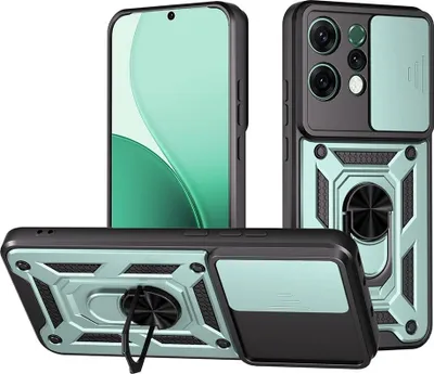 Produktbild von OPPO Reno14 Hülle - Coverup Armor Ring Ständer Back Cover mit Kamera Schutz - Grün