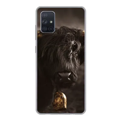 Produktbild von MuchoWow® Handyhülle Schutzhülle Hülle für Samsung Galaxy A71 Schottischer Highlander - Fell - Schwarz Silikon Softcase Handy Hülle - Kartenbesitzer