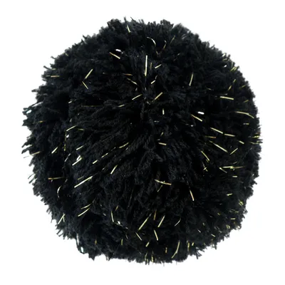 Bommel / Wollbommel / Pompon, 10cm schwarz gold glitzer