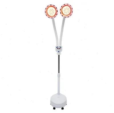 Produktbild von IR Wärmelampe - Infrarot Rotlichtlampe - Doppelkopf 275W - 360° verstellbar - Ferninfrarot Wärmetherapie Rücken Schultern Gelenke - Weiß
