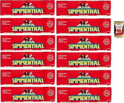 Produktbild von SIMMENTHAL carne in scatola, Rindfleisch in Aspik 12x (3x 140g) 100% Italienisch Fleisch Aspikfleisch + Italian Gourmet polpa 400g