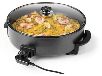 Produktbild von GOURMETmaxx elektrische Pizza-Pfanne mit Thermostat, Glasdeckel & Antihaftbeschi