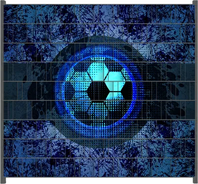 Produktbild von Wallario Zaunsichtschutz mit Motiv Fußball Design - Abstraktes Muster in blau für Ein- und Doppelstabmatten Zäune in der Größe 200 x 180 cm