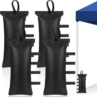 Image de Sacs de lest pour tente de camping, lot de 4, dimensions 50x20 cm, tissu Oxford 600D, couleur noire
