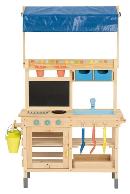 Produktbild von Playtive Matschküche Outdoor Kinder Spielküche Holz mit Dach ab 3 Jahren