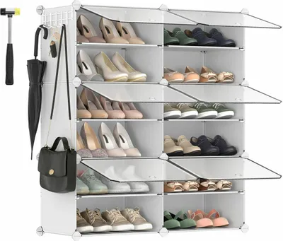 Image de Armoire à chaussures Organisateur d'étagères 6 compartiments Blanc
