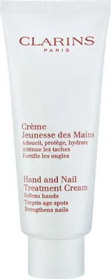 Imagen del producto de Crema para manos y uñas Clarins, cremosa, unisex, para todo tipo de piel, hidratante, regeneradora, suavizante y fortalecedora, 100 ml, en tubo