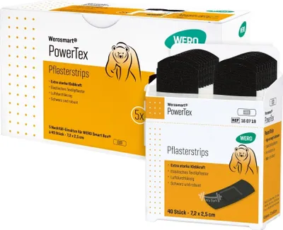 Produktbild von PowerTex Pflasterstrips, 7,2 x 2,5 cm, 5 x 40 Stk