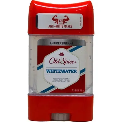 A product shot of an Old Spice Whitewater antiperspirant gel.