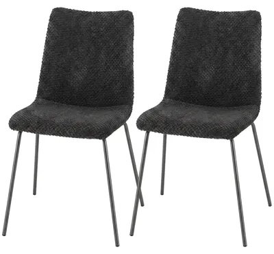 Produktbild von HOMCOM Esszimmerstühle 2er-Set mit Samtbezug, Küchenstühle, Dunkelgrau