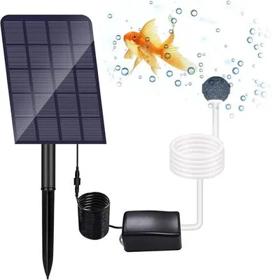 Immagine prodotto di Pompa di aerazione a energia solare, 2,5 W, 6 V, pompa per acquari a energia solare, aeratore per laghetti a energia solare, con tubo flessibile e valvole incluse, per giardini, acquari e laghetti.