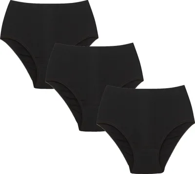 Productafbeelding van J&C Damen tailleonderbroek, 3-pack, katoen, zwart, maat L, model H301