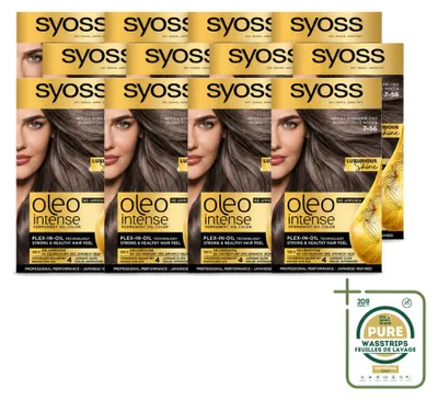 Obrázok produktu pre 12 ks SYOSS Oleo Intense 7-56 Mokka tmavohnedý odtieň vlasovej farby bez amoniaku – balenie