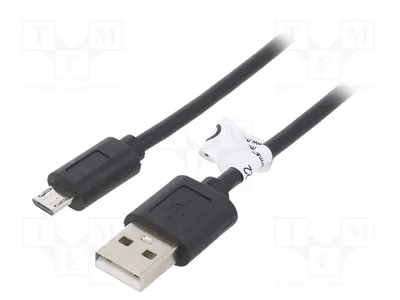 Produktbild von 1x Kabel USB 2.0 USB A-Stecker,Micro-USB-B-Stecker 0,6m schwarz 93922 USB-Kabel u