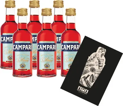 Produktbild von Campari Bitter Miniatur 6x 50ml (25% vol) Campari Milano Mini- [Enthält Sulfite]