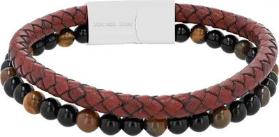 Produktbild von Raptor Echtleder Armband mit braunen Tigerauge