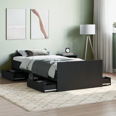 Obrázek produktu pro Maison Exclusive – postel s čelem a nožním dílem, černá, 100 × 200 cm