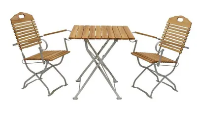 Produktbild von Gartengarnitur 999096F Kurgarten-Garnitur Tisch Stuhl 3-teilig, Flachstahl verzinkt + Robinie