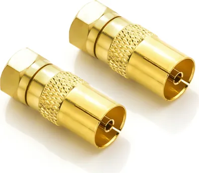 Produktbild von deleyCON SAT Antennenadapter Kabel auf SAT Adapter Set F-Stecker auf IEC-Buchse Kupplung Verbinder Koaxial Adapter SAT Kabel Vergoldet - 2 Stück