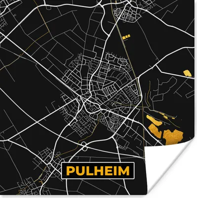 Produktbild von MuchoWow® Poster Karte - Stadtplan - Pulheim - Deutschland - Gold 100x100 cm - Babyzimmer