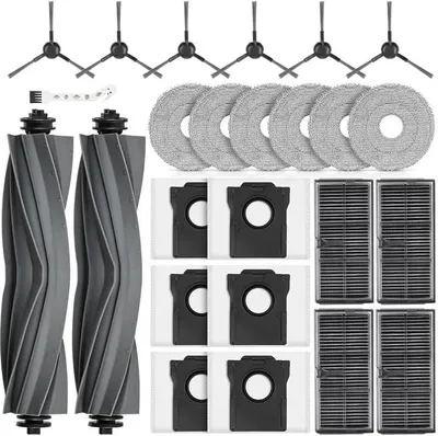 Produktbild von 25 Stück Zubehör für DREAME L10s Ultra Gen 2/L10s Pro Ultra Heat /X30 Ultra/L40s Ultra CE/AE/MOVA E30 Ultra Saugroboter,2Hauptbürste 6Wischtücher 4Filter 6Staubbeutel 6Seitenbürsten 1 Reinigungsbürste