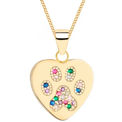 Herz mit Tierpfote Goldkette I Geschenk für Tierfreunde I 45cm
