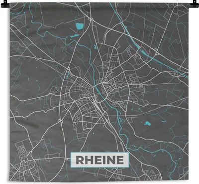 Produktbild von MuchoWow® Wandteppich Wandbehang Deutschland - Blau - Rheine - Stadtplan - Karte 150x150 cm Tapisserie Dekoration Wandtuch - Wohnaccessoires - Modernes