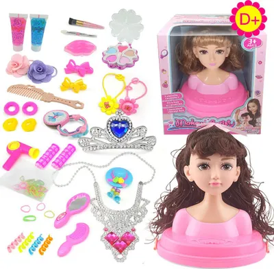 Productafbeelding van Modieuze make-up poppen set, aankleed-vlecht speelgoed, meisjes set