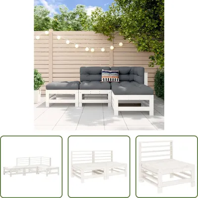 Produktbild von The Living Store 4-tlg. Garten-Lounge-Set Weiß Massivholz Kiefer