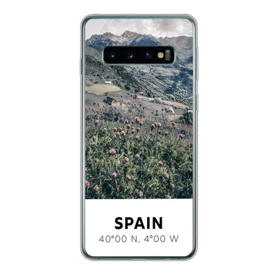 Produktbild von MuchoWow® Handyhülle Schutzhülle Hülle für Samsung Galaxy S10 Spanien - Berge - Blumen Silikon Softcase Handy Hülle - Handytasche