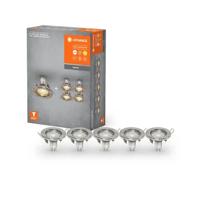 Image de 5 x Ledvance LED Einbaustrahler Downlight Recess Nickel 2,6W GU10 230lm Warmweiß 2700K