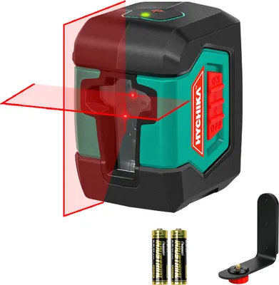 Produktbild von HYCHIKA Kreuzlinienlaser 15M Selbstnivellierend Linienlaser mit Dualem Lasermodul 360°Umschaltbar Horizontal/Vertikal mit Halterung, Schutztasche und 2 x AA Batterie
