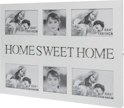 Produktbild von Beleuchteter Bilderrahmen HOME SWEET HOME weiß aus Holz für 6 Fotos