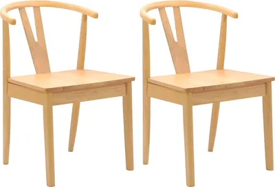 Image de vidaXL Chaise de salle à manger 2 pcs Naturel Bois de caoutchouc massif